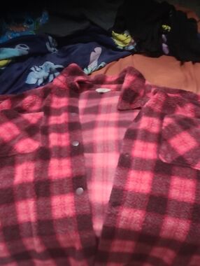 Terra & Sky Pink and Black Plaid Fleece Shacket
